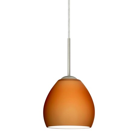 Besa Lighting Besa Bolla Pendant Satin Nickel Amber Matte 1x50W Candelabra 1BC-412280-SN